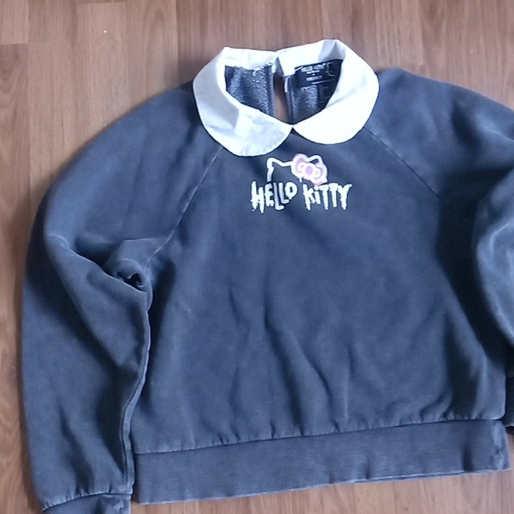Hello Kitty Gray and White Cozy Crew Neck Sweater